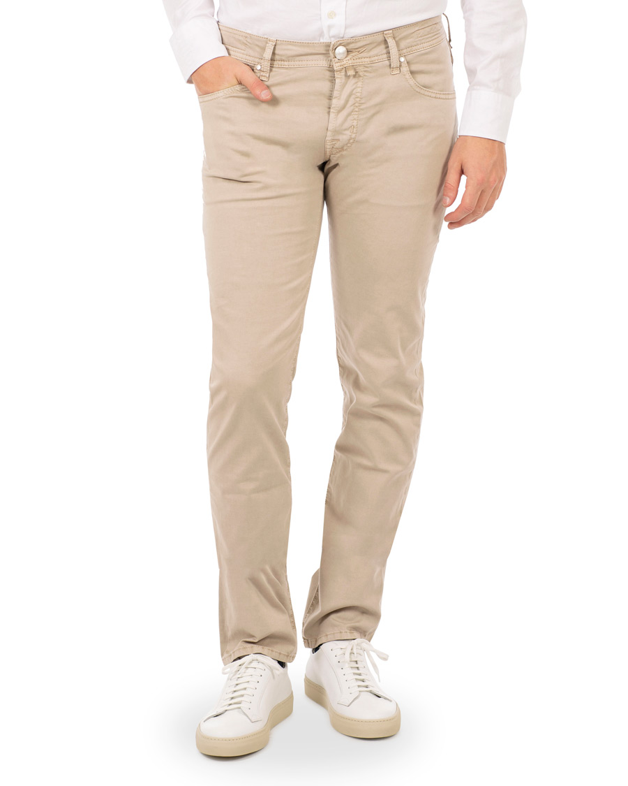 Herre | | Jacob Cohën | 5-Pocket Gabardine Trousers Beige
