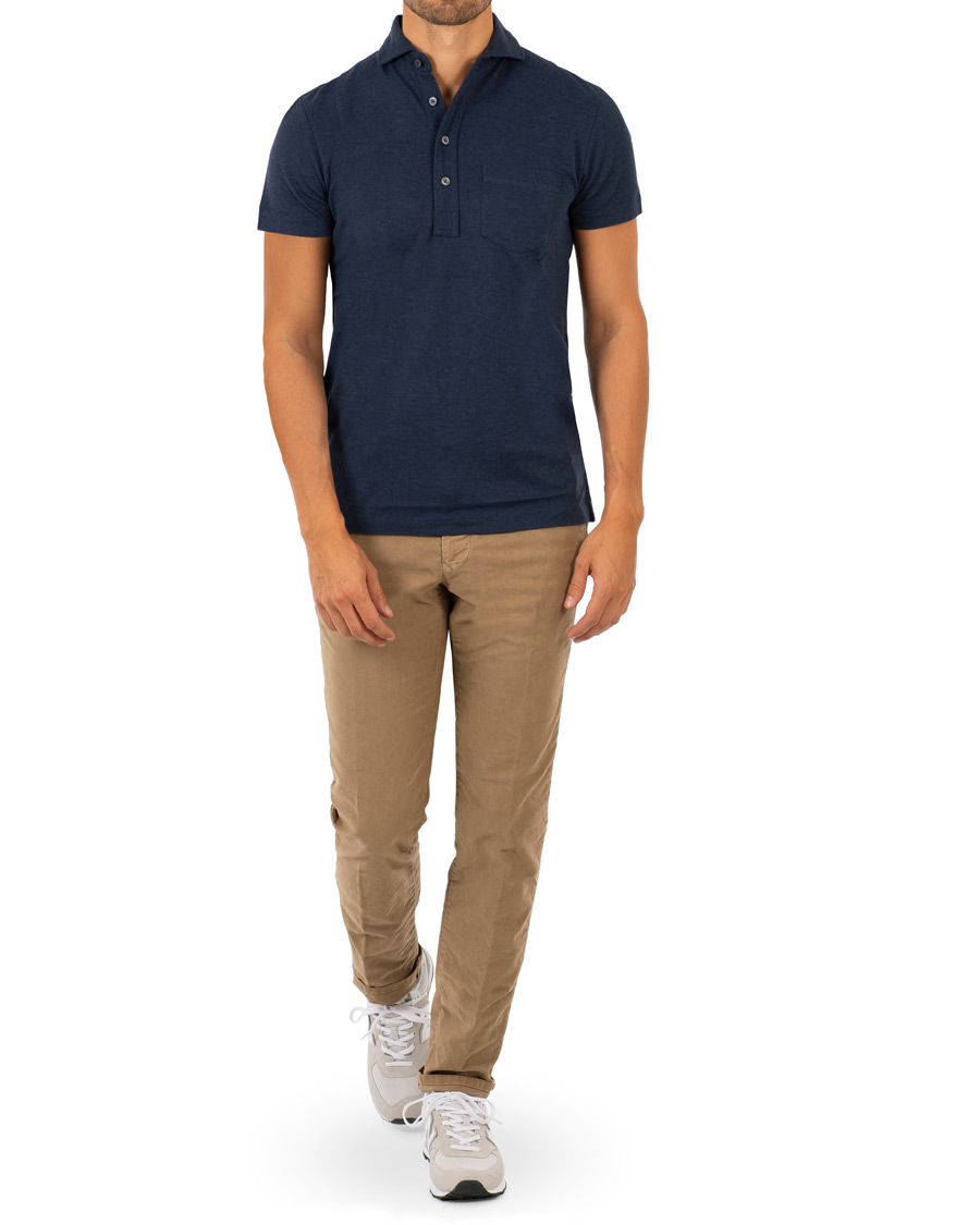 Herre | Bukser | Incotex | Slim Fit Garment Dyed Washed Slacks Khaki