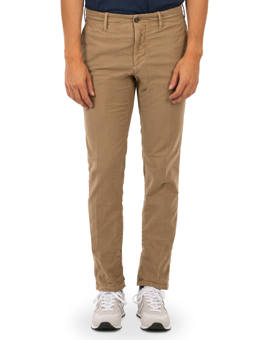 Herre | Bukser | Incotex | Slim Fit Garment Dyed Washed Slacks Khaki