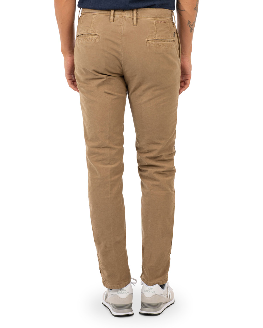 Herre | Bukser | Incotex | Slim Fit Garment Dyed Washed Slacks Khaki
