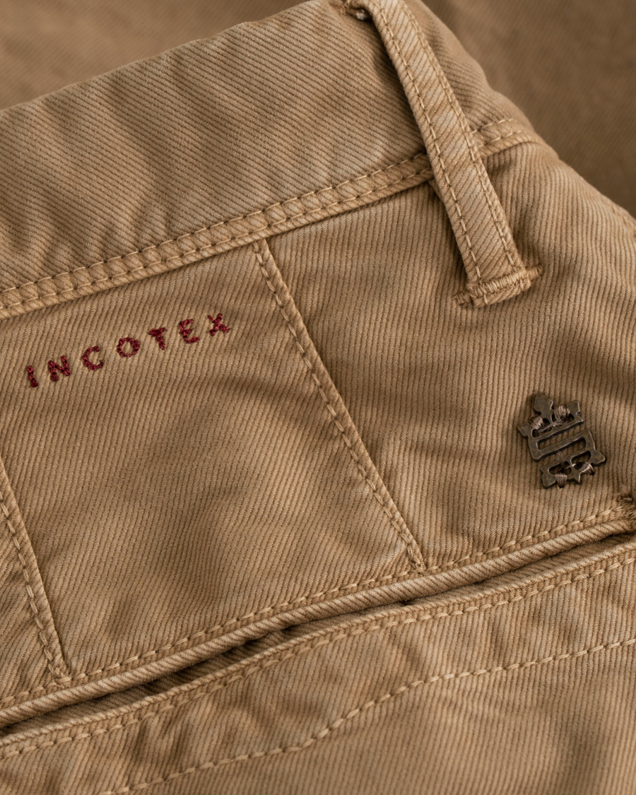 Herre | Bukser | Incotex | Slim Fit Garment Dyed Washed Slacks Khaki