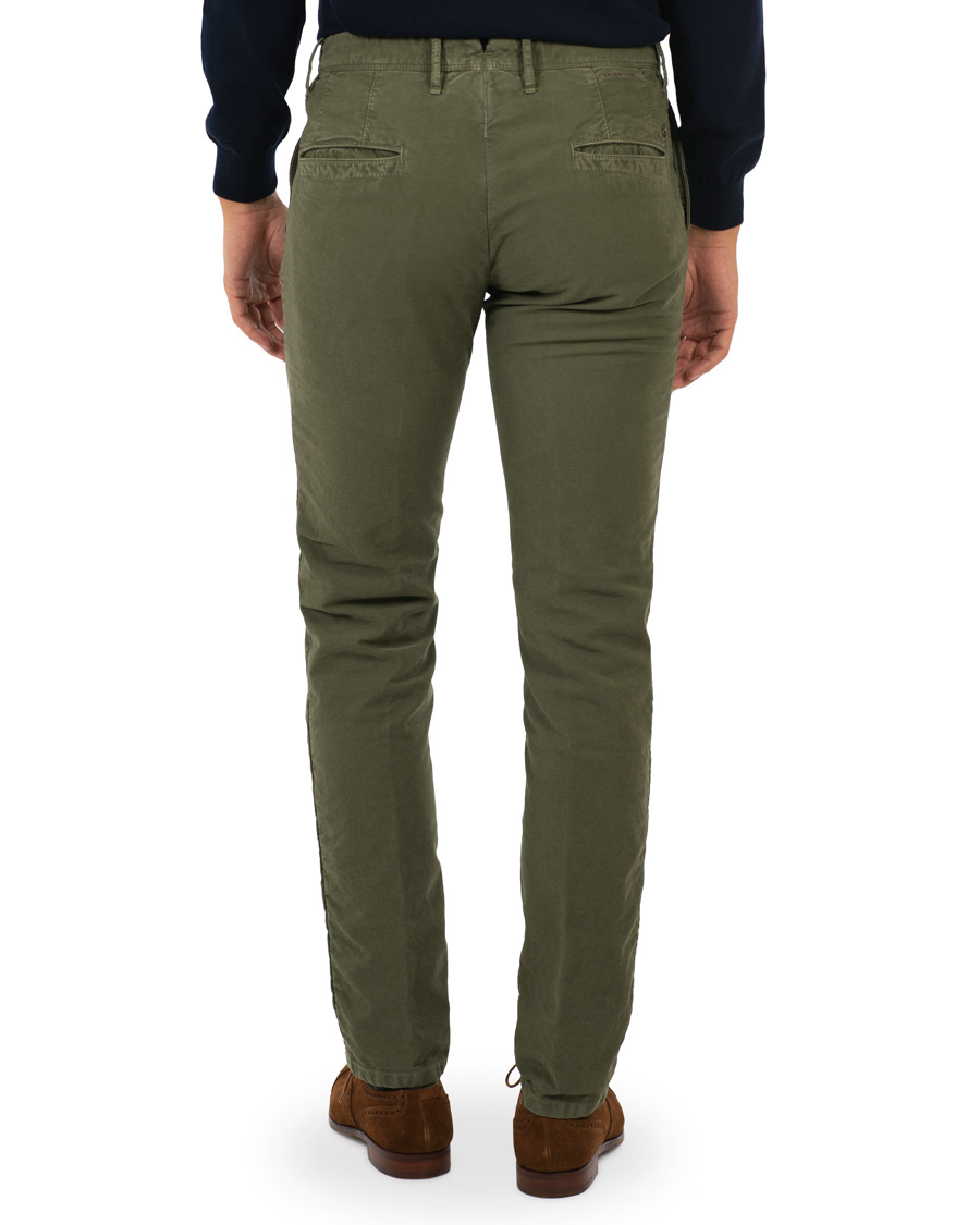 Herre | Bukser | Incotex | Slim Fit Garment Dyed Washed Slacks Army Green W29