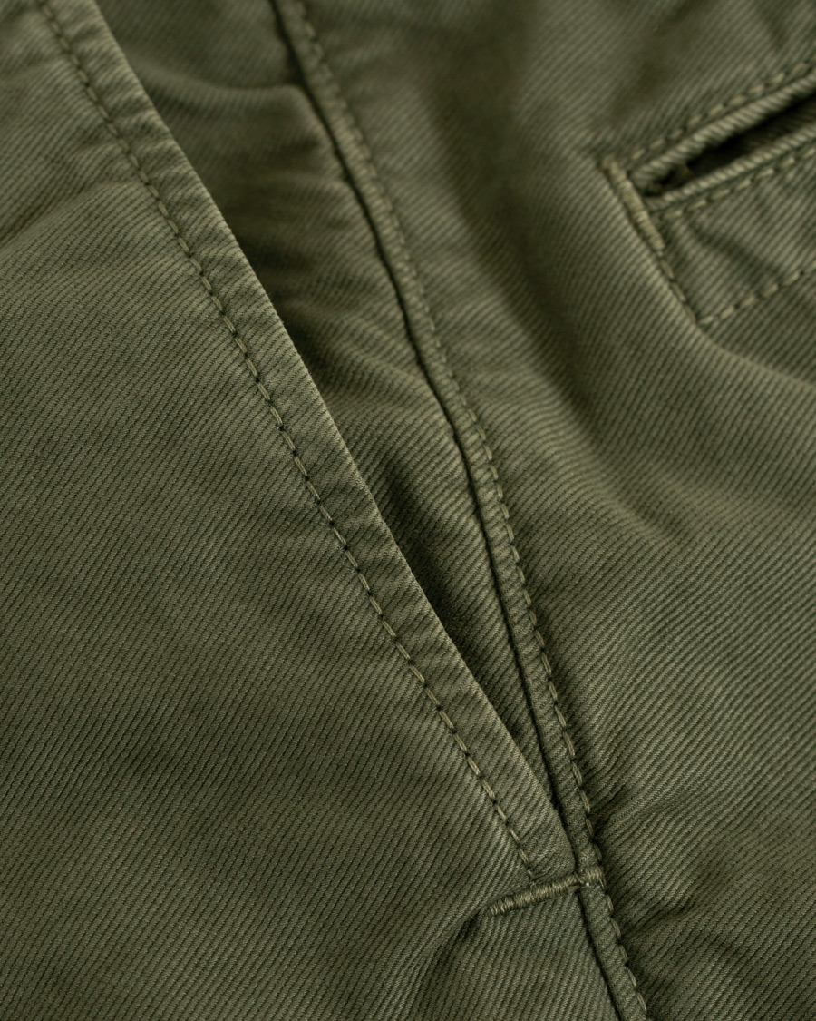 Herre | Bukser | Incotex | Slim Fit Garment Dyed Washed Slacks Army Green W29