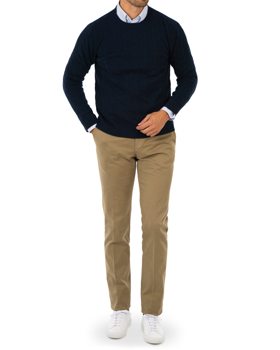 Herre | Bukser | Incotex | Slim Fit Comfort Chino Khaki
