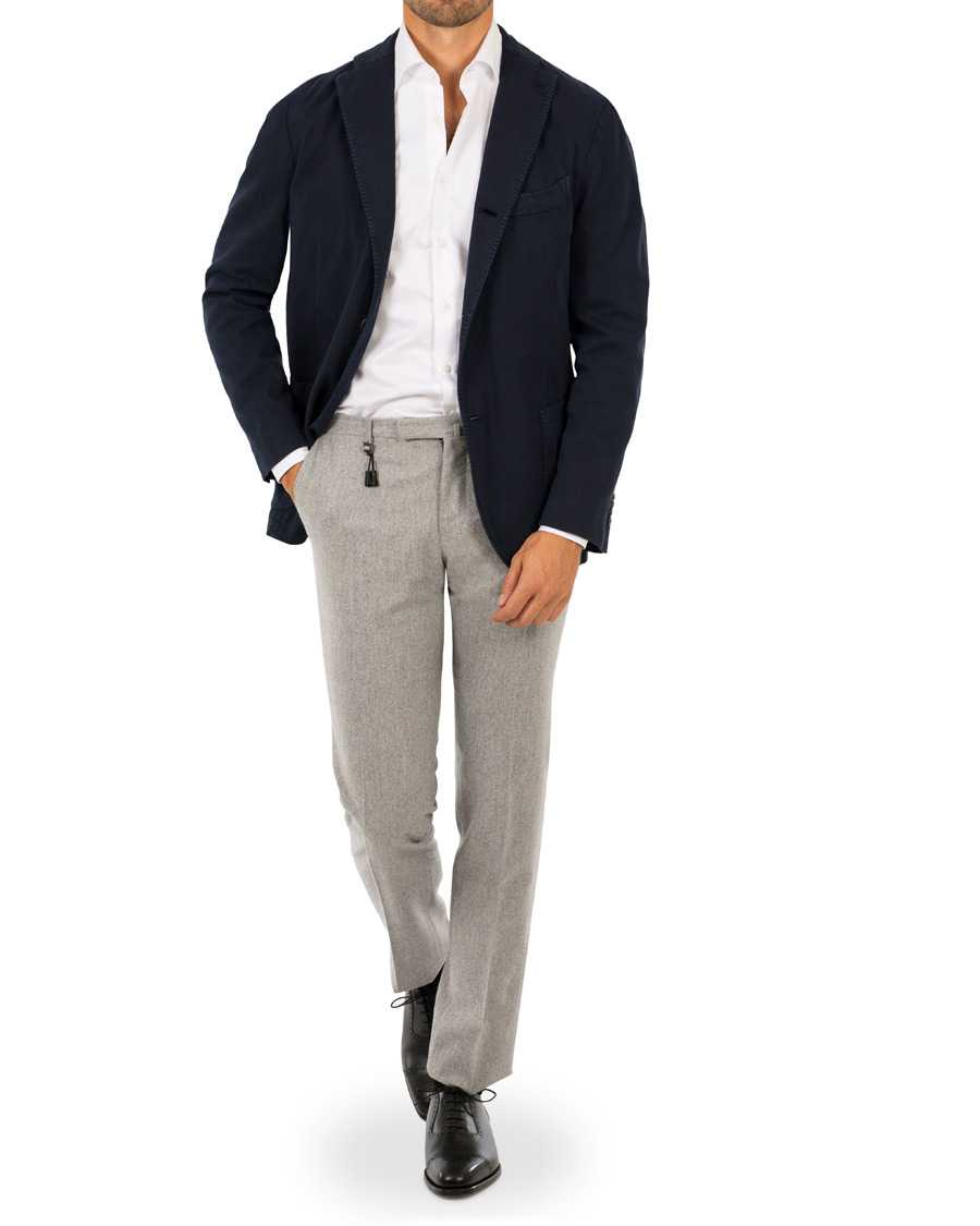 Herre | Bukser | Incotex | Super 100's Flannel Trousers Light Grey