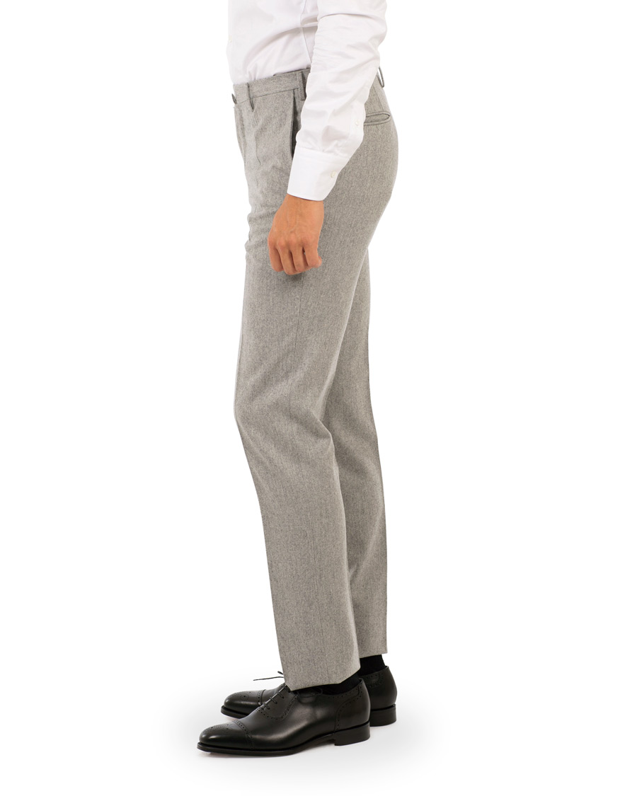 Herre | Bukser | Incotex | Super 100's Flannel Trousers Light Grey