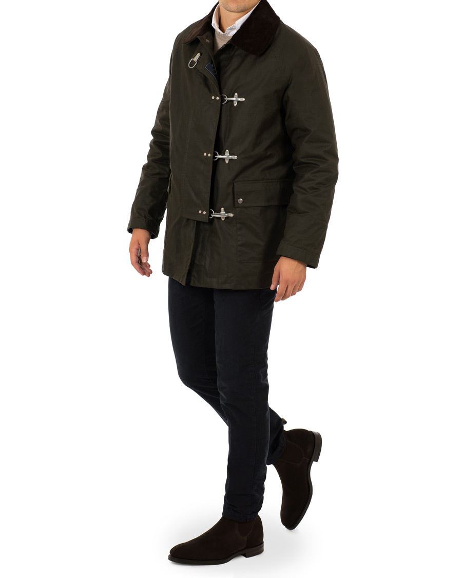 Herre | Jakker | Fay | Four Hook Luxury Oilskin Jacket Dark Green
