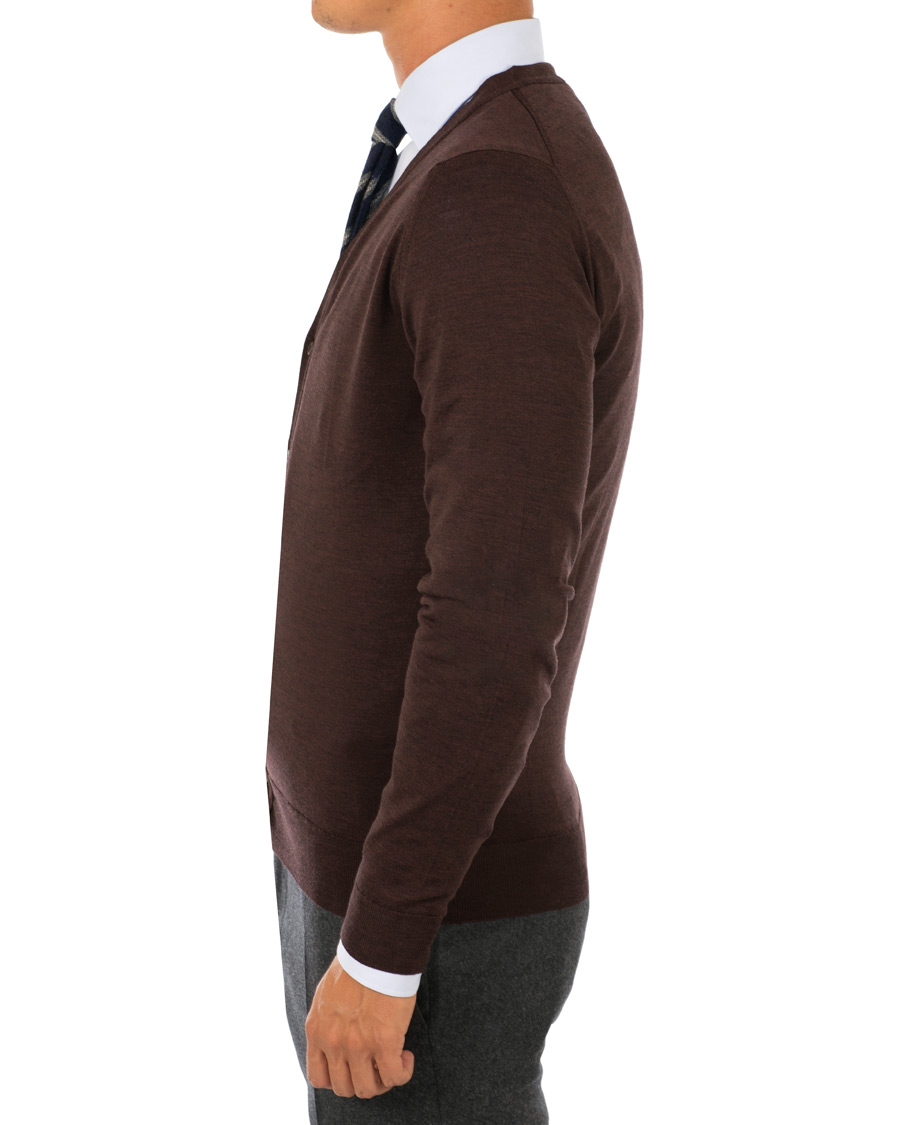 Herre | Gensere | John Smedley | Petworth Merino Cardigan Chestnut