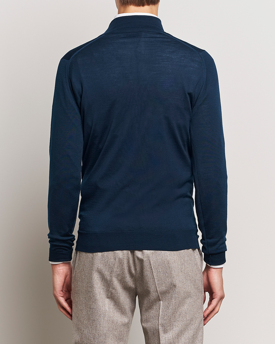 Herre | Gensere | John Smedley | Barrow Extra Fine Merino Half Zip Orion Green