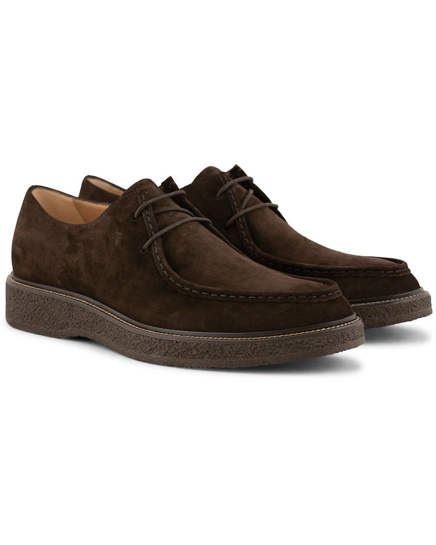 Herre | Tod's Norwegian Welted Crepe Sole Derby Brown Suede | Tod's | Norwegian Welted Crepe Sole Derby Brown Suede