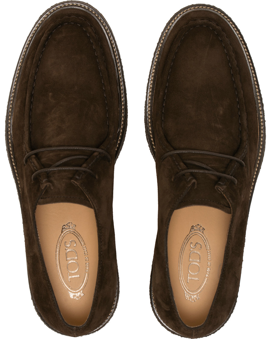 Herre | Tod's Norwegian Welted Crepe Sole Derby Brown Suede | Tod's | Norwegian Welted Crepe Sole Derby Brown Suede