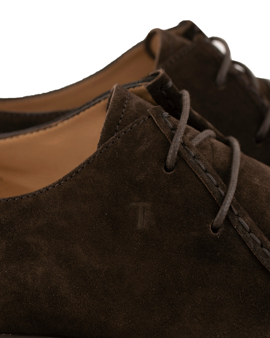 Herre | Tod's Norwegian Welted Crepe Sole Derby Brown Suede | Tod's | Norwegian Welted Crepe Sole Derby Brown Suede