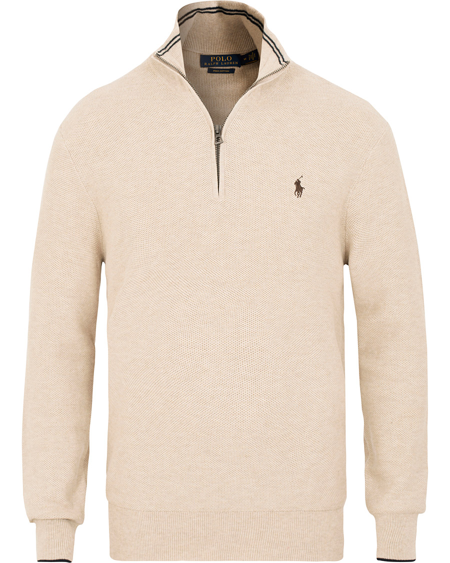 Herre | Gensere | Polo Ralph Lauren | Texture Half Zip Oatmeal Heather