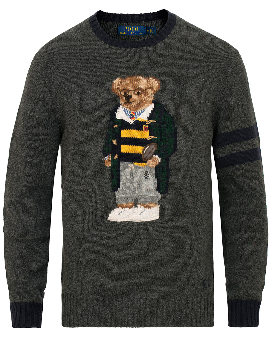 Herre | Gensere | Polo Ralph Lauren | Wool Knitted Bear Crew Neck Grey Heather