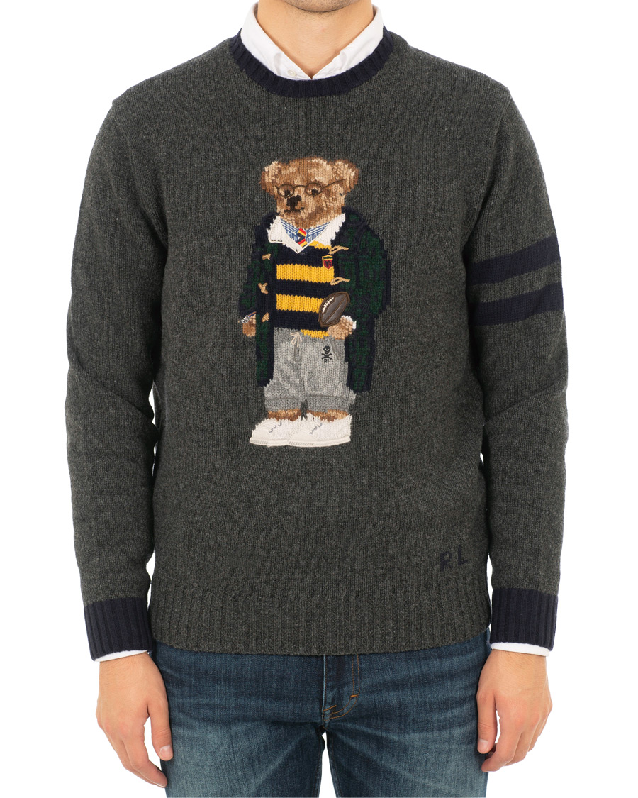 Herre | Gensere | Polo Ralph Lauren | Wool Knitted Bear Crew Neck Grey Heather
