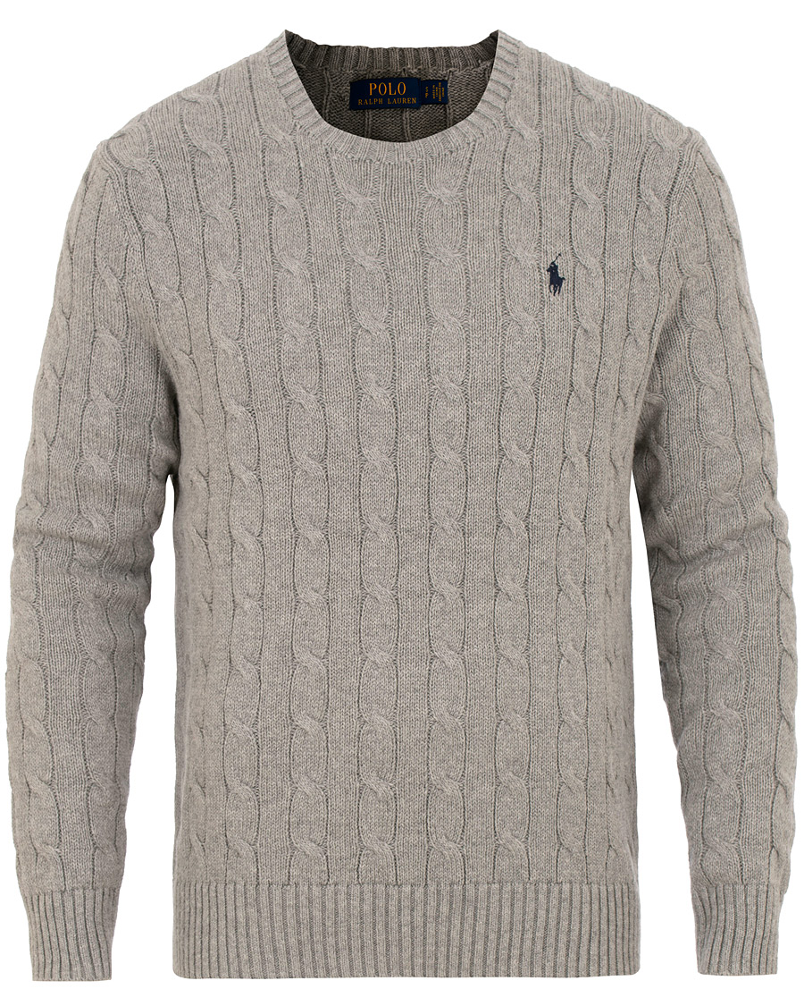 Herre | Gensere | Polo Ralph Lauren | Cotton Cable Crew Neck Fawn Grey Heather