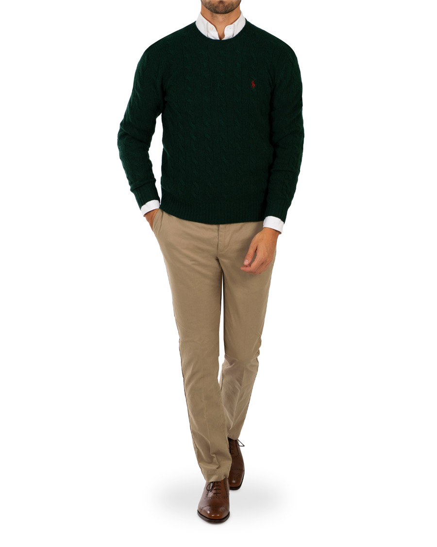 Herre | Gensere | Polo Ralph Lauren | Wool/Cashmere Cable Crew Neck College Green