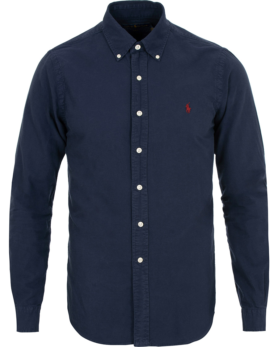 Herre | Skjorter | Polo Ralph Lauren | Slim Fit Garment Dyed Oxford Shirt Navy