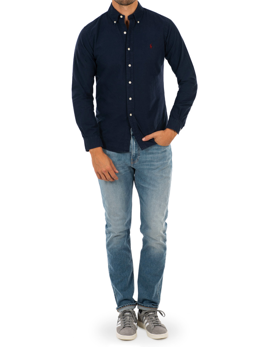 Herre | Skjorter | Polo Ralph Lauren | Slim Fit Garment Dyed Oxford Shirt Navy