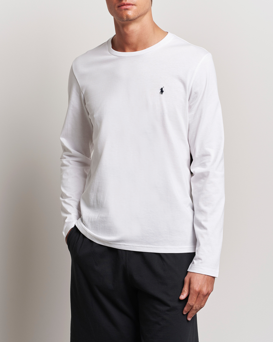 Herre | Preppy Authentic | Polo Ralph Lauren | Liquid Cotton Long Sleeve Crew Neck Tee White