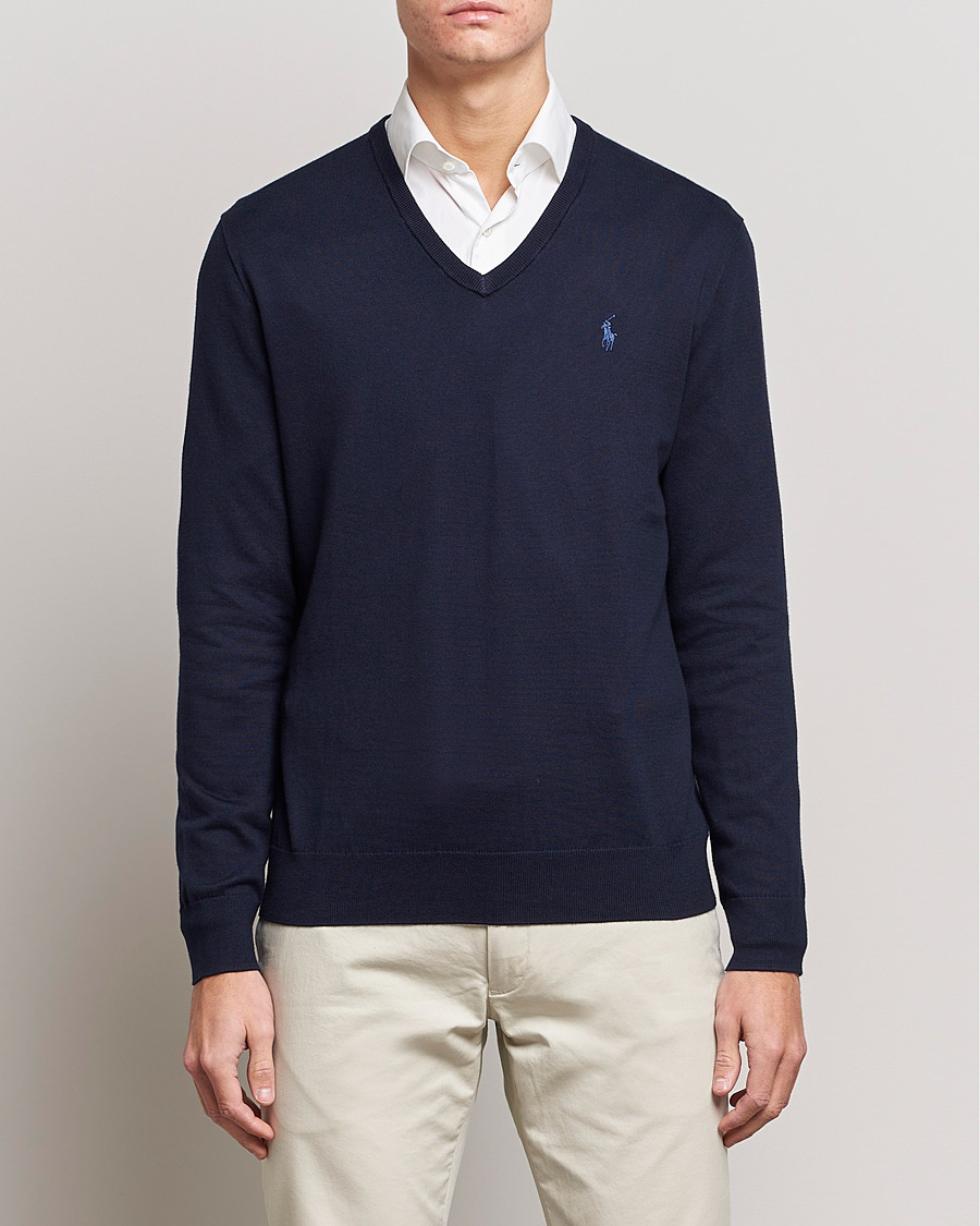 Herre | Polo Ralph Lauren | Polo Ralph Lauren | Pima Cotton V-neck Pullover Hunter Navy