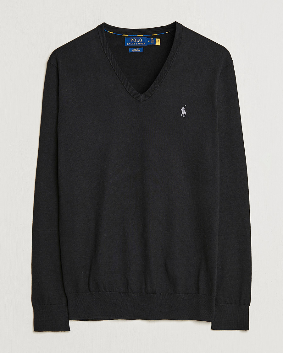 Herre | Gensere | Polo Ralph Lauren | Pima Cotton V-neck Pullover Polo Black