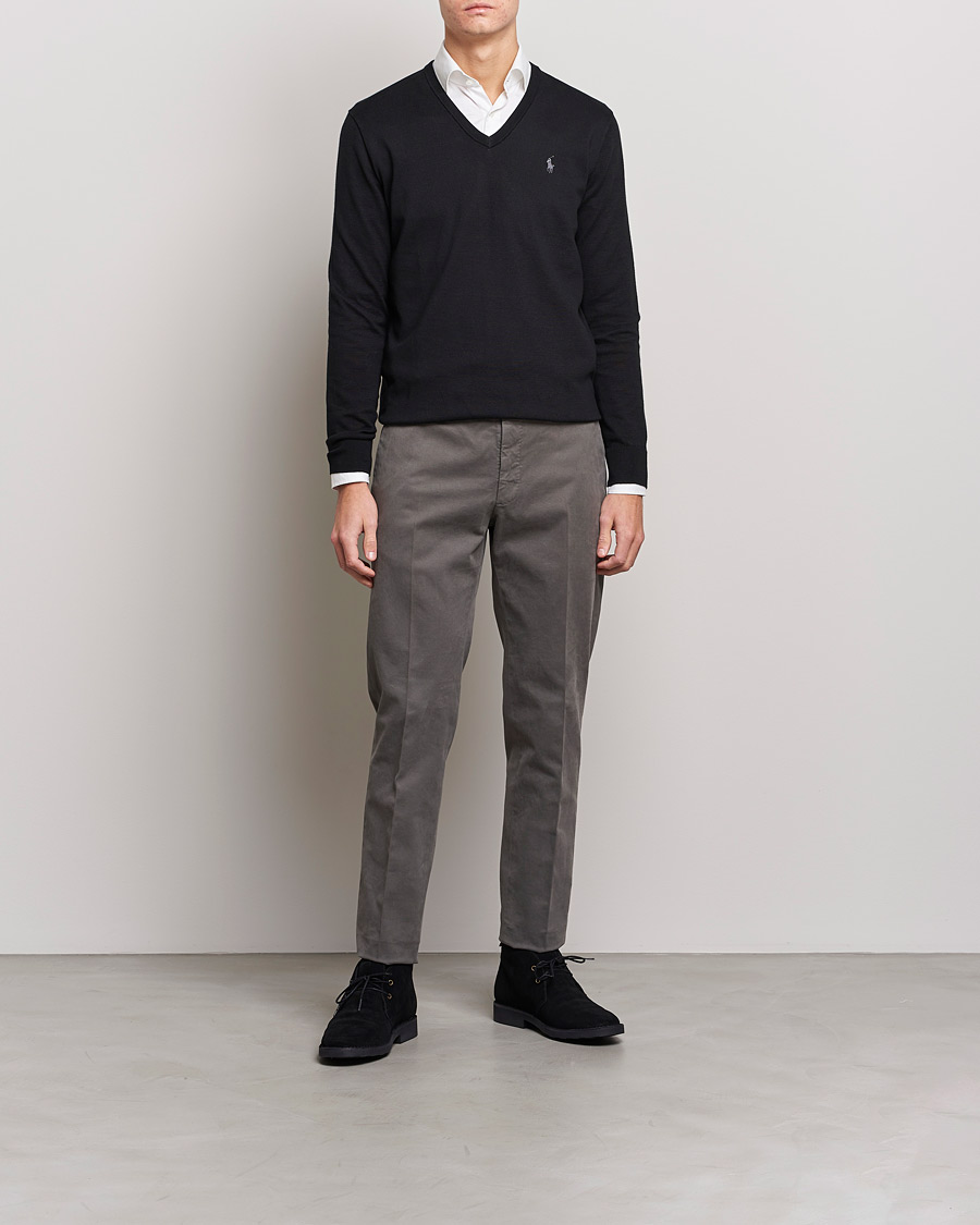 Herre | Gensere | Polo Ralph Lauren | Pima Cotton V-neck Pullover Polo Black