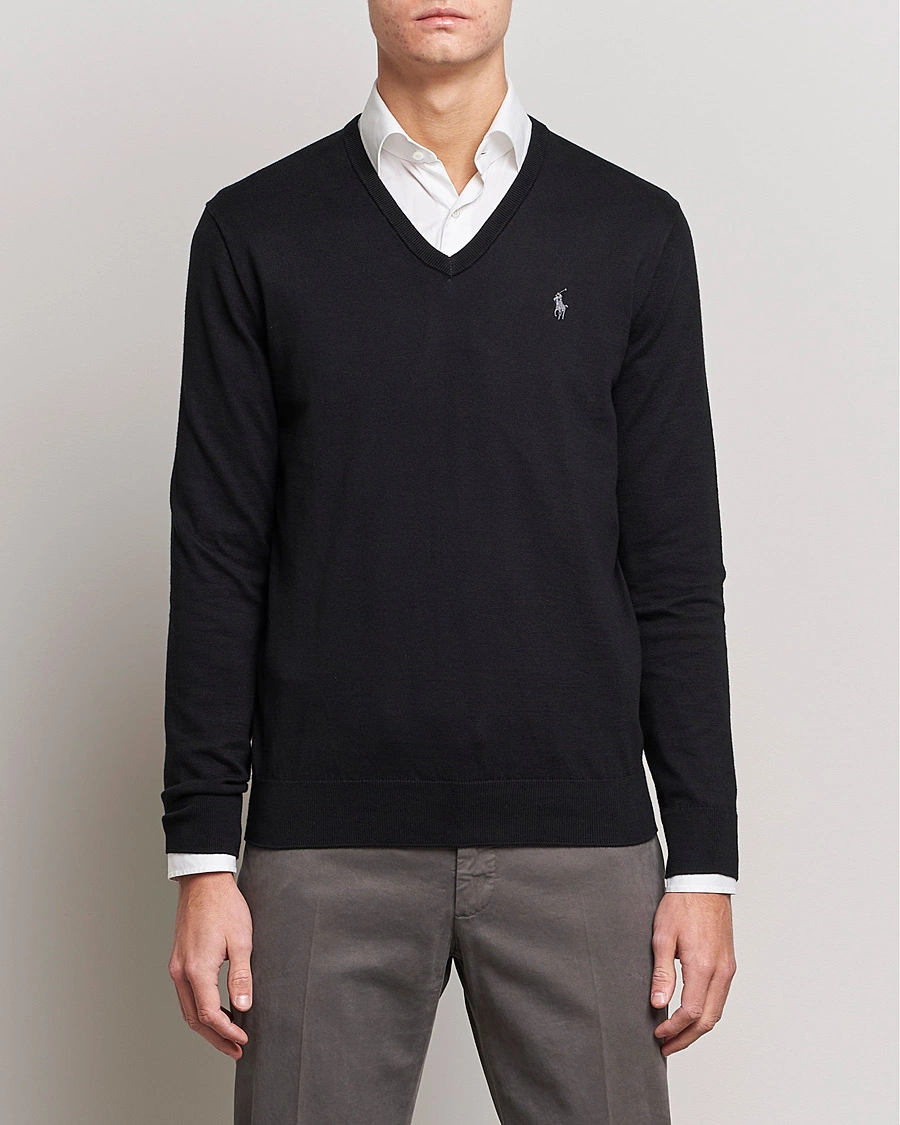 Herre | Pullovers v-hals | Polo Ralph Lauren | Pima Cotton V-neck Pullover Polo Black