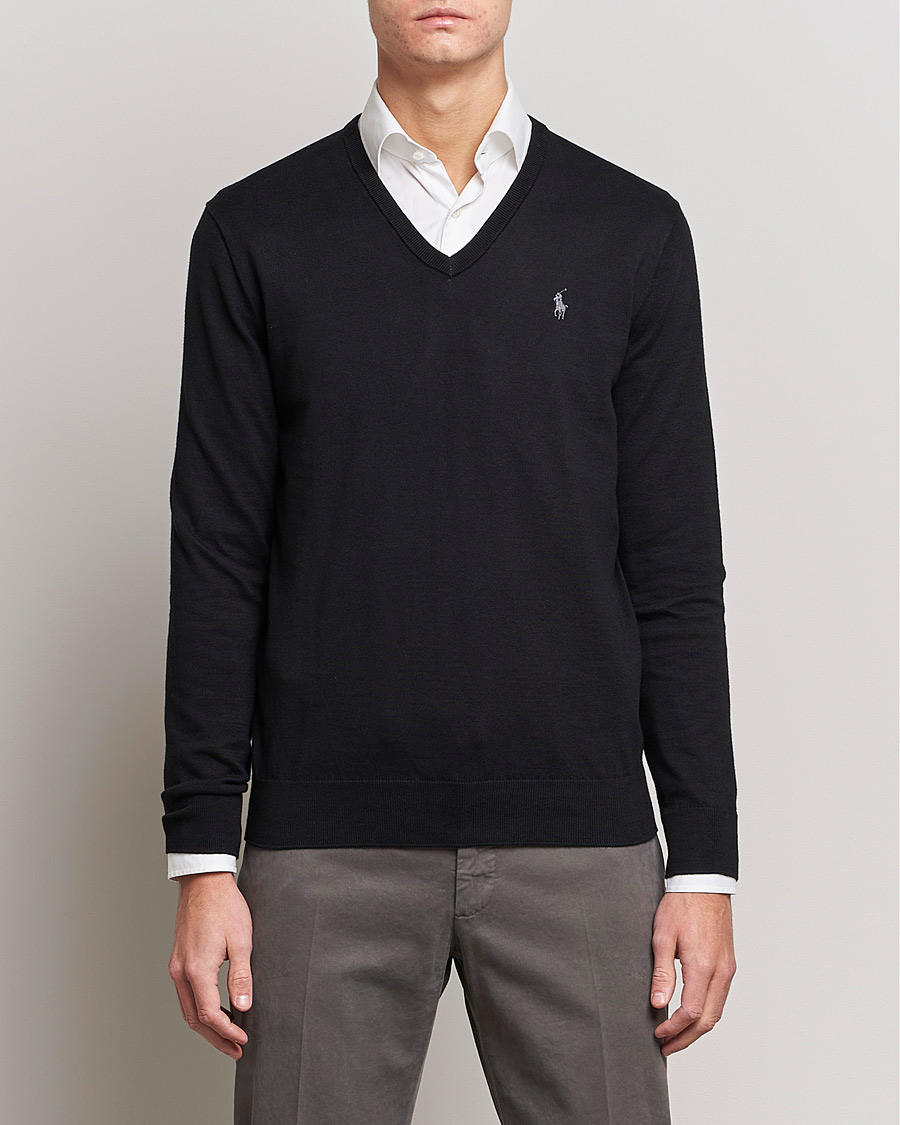 Herre | The Classics of Tomorrow | Polo Ralph Lauren | Pima Cotton V-neck Pullover Polo Black