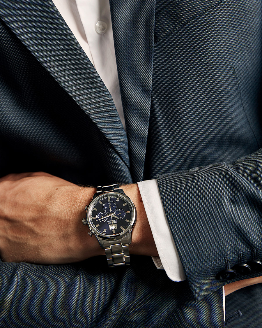Herre | Seiko Chronograph 42mm Steel/Blue Dial | Seiko | Chronograph 42mm Steel/Blue Dial