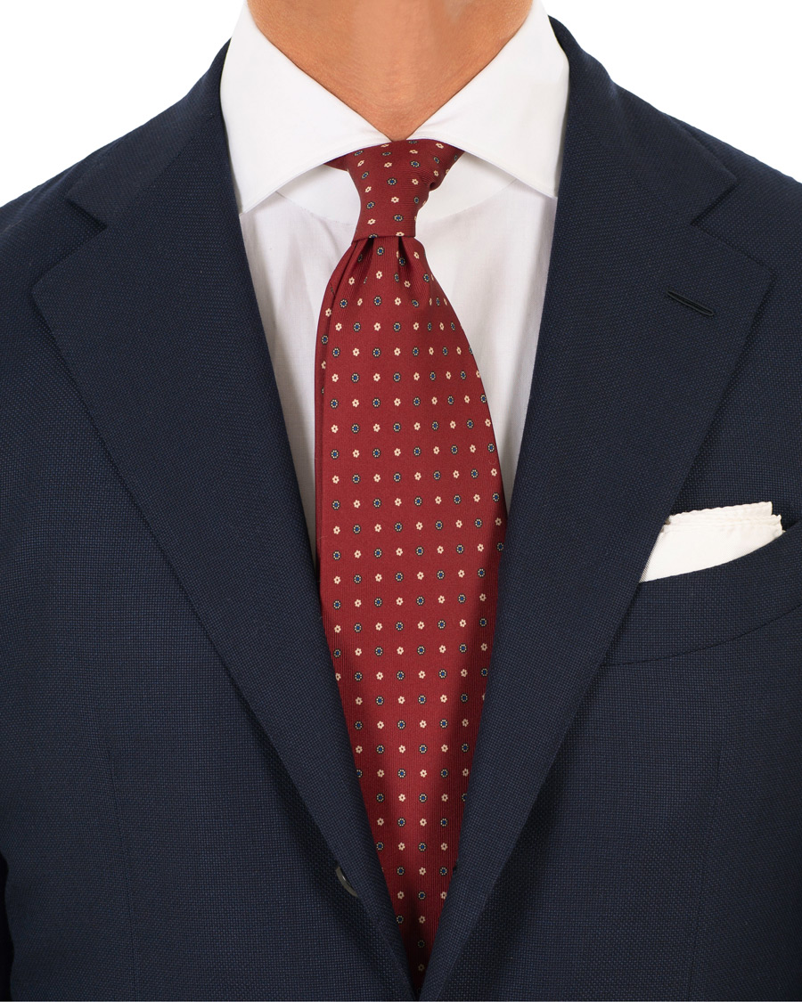 Herre | E. Marinella 3-Fold Printed Classic Dot Silk Tie 8 Cm Burgundy | E. Marinella | 3-Fold Printed Classic Dot Silk Tie 8 Cm Burgundy