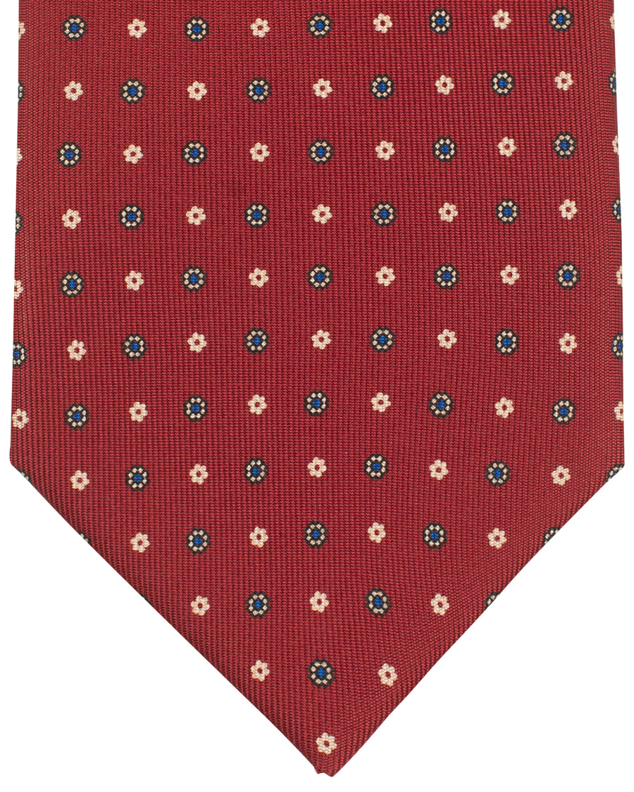 Herre | E. Marinella 3-Fold Printed Classic Dot Silk Tie 8 Cm Burgundy | E. Marinella | 3-Fold Printed Classic Dot Silk Tie 8 Cm Burgundy