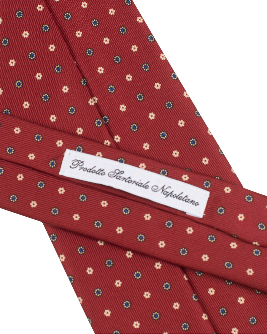 Herre | E. Marinella 3-Fold Printed Classic Dot Silk Tie 8 Cm Burgundy | E. Marinella | 3-Fold Printed Classic Dot Silk Tie 8 Cm Burgundy