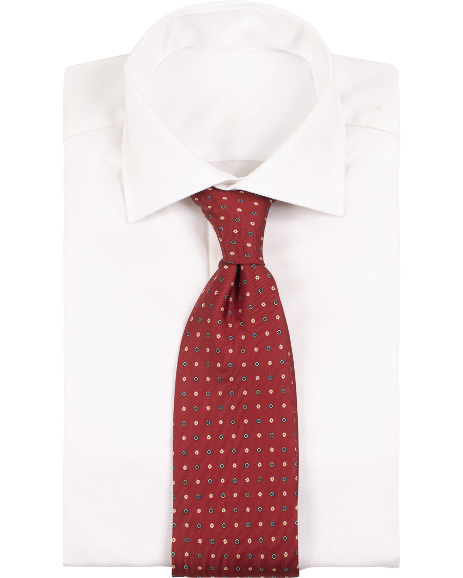 Herre | E. Marinella 3-Fold Printed Classic Dot Silk Tie 8 Cm Burgundy | E. Marinella | 3-Fold Printed Classic Dot Silk Tie 8 Cm Burgundy
