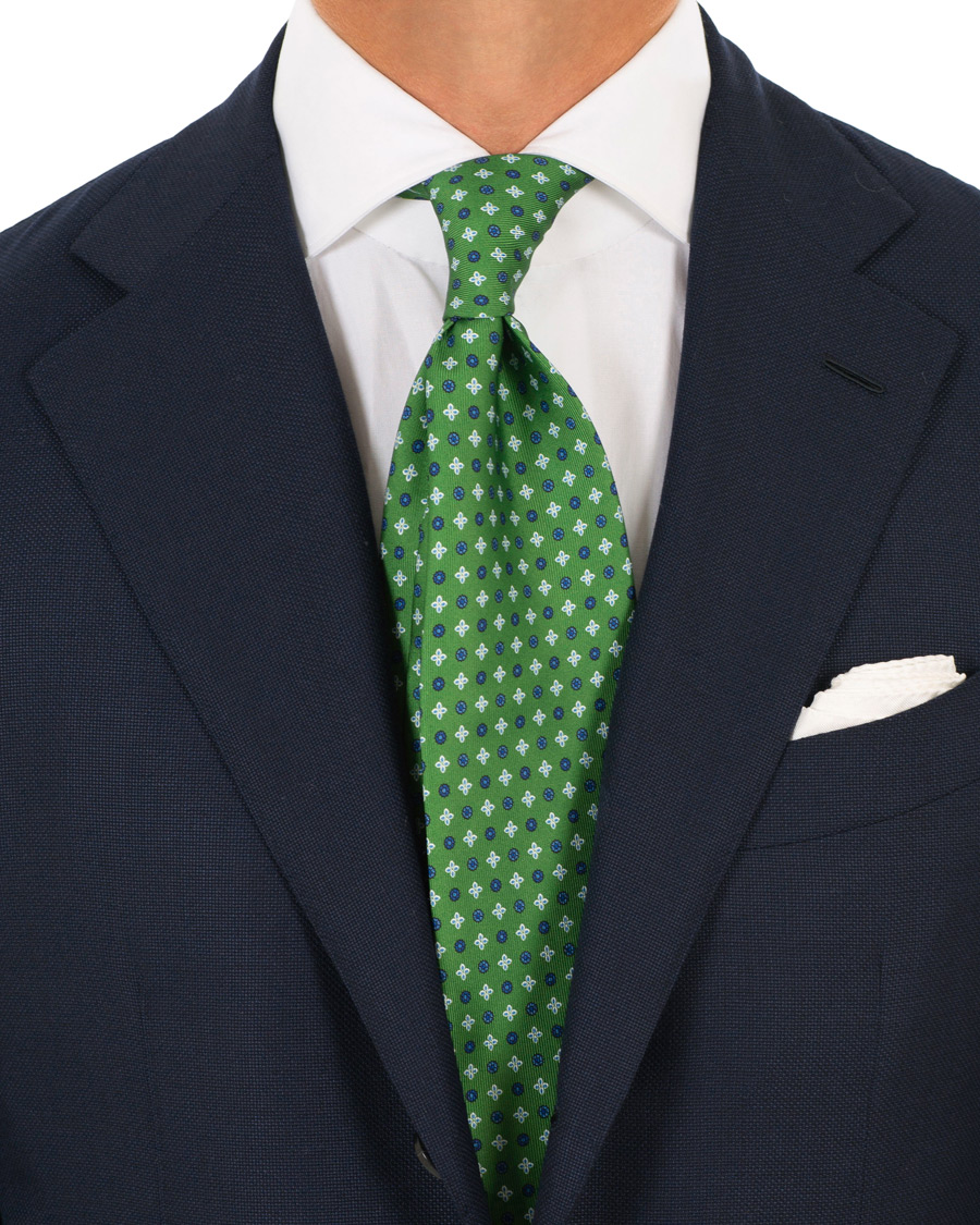 Herre | E. Marinella 3-Fold Printed Heritage Symbol Silk Tie 8 Cm Grass Green | E. Marinella | 3-Fold Printed Heritage Symbol Silk Tie 8 Cm Grass Green