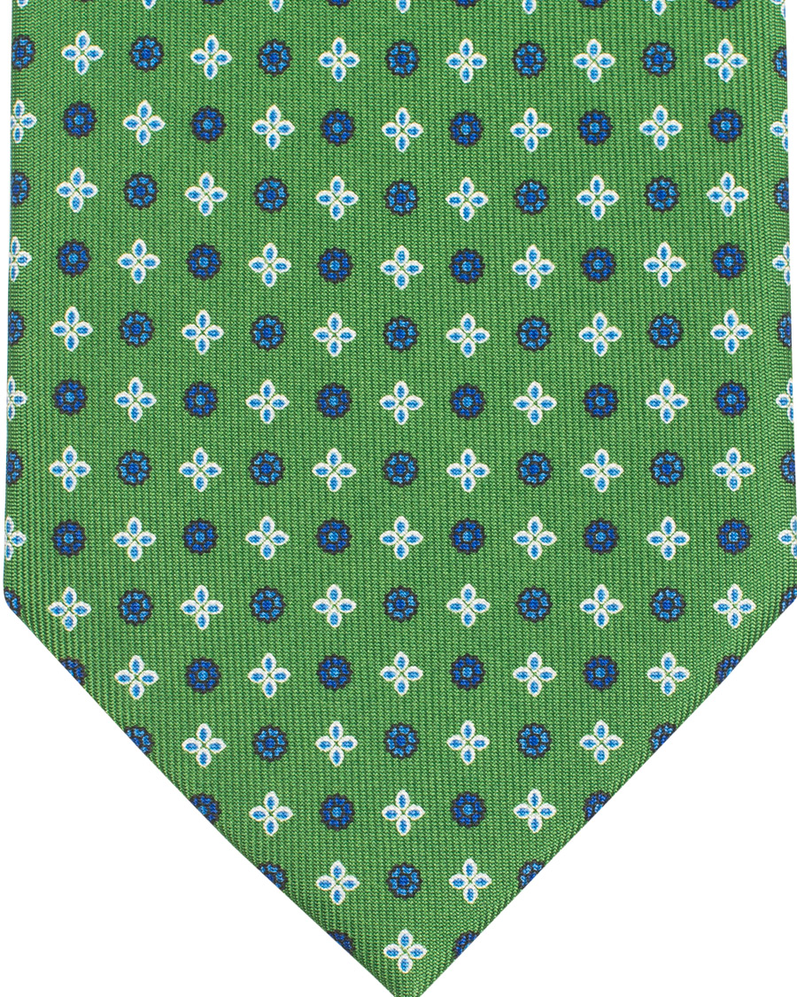 Herre | E. Marinella 3-Fold Printed Heritage Symbol Silk Tie 8 Cm Grass Green | E. Marinella | 3-Fold Printed Heritage Symbol Silk Tie 8 Cm Grass Green