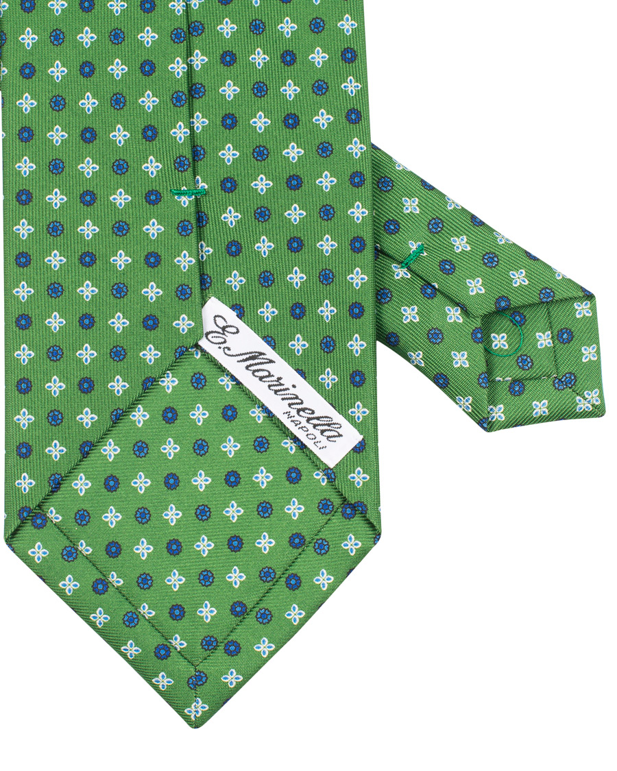 Herre | E. Marinella 3-Fold Printed Heritage Symbol Silk Tie 8 Cm Grass Green | E. Marinella | 3-Fold Printed Heritage Symbol Silk Tie 8 Cm Grass Green