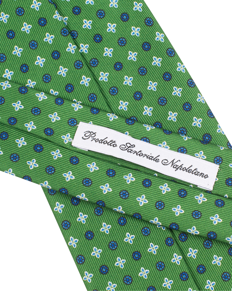 Herre | E. Marinella 3-Fold Printed Heritage Symbol Silk Tie 8 Cm Grass Green | E. Marinella | 3-Fold Printed Heritage Symbol Silk Tie 8 Cm Grass Green