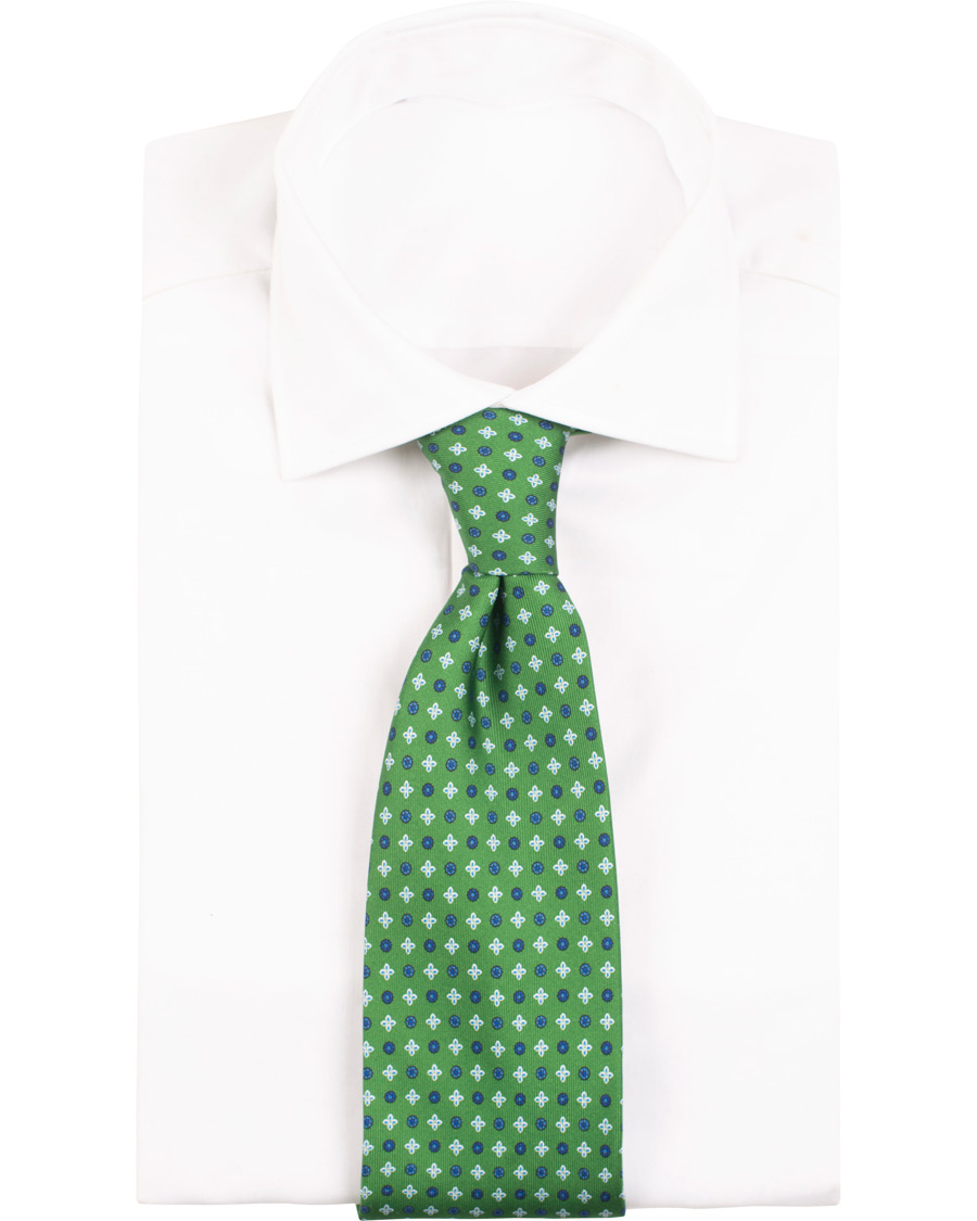 Herre | E. Marinella 3-Fold Printed Heritage Symbol Silk Tie 8 Cm Grass Green | E. Marinella | 3-Fold Printed Heritage Symbol Silk Tie 8 Cm Grass Green