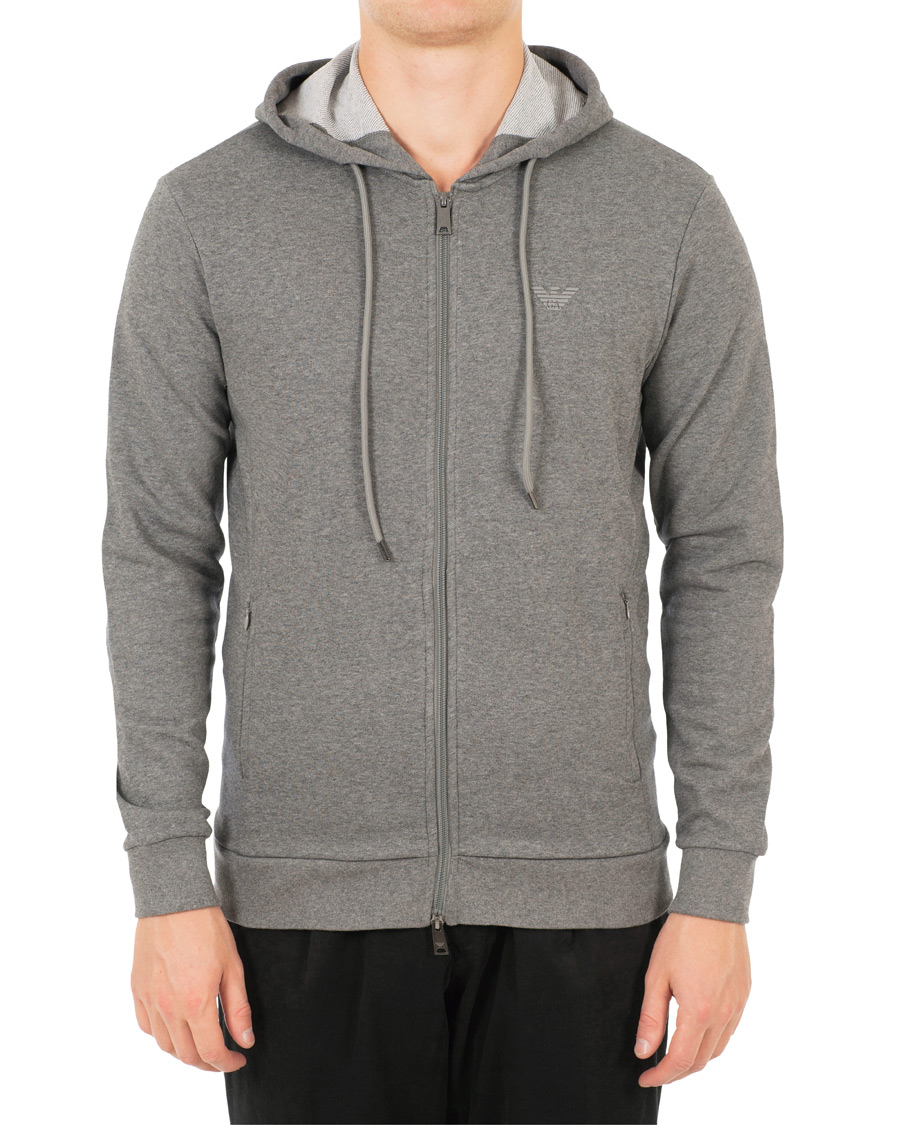 Herre | Gensere | Emporio Armani | Full Zip Hoodie Grey Melange