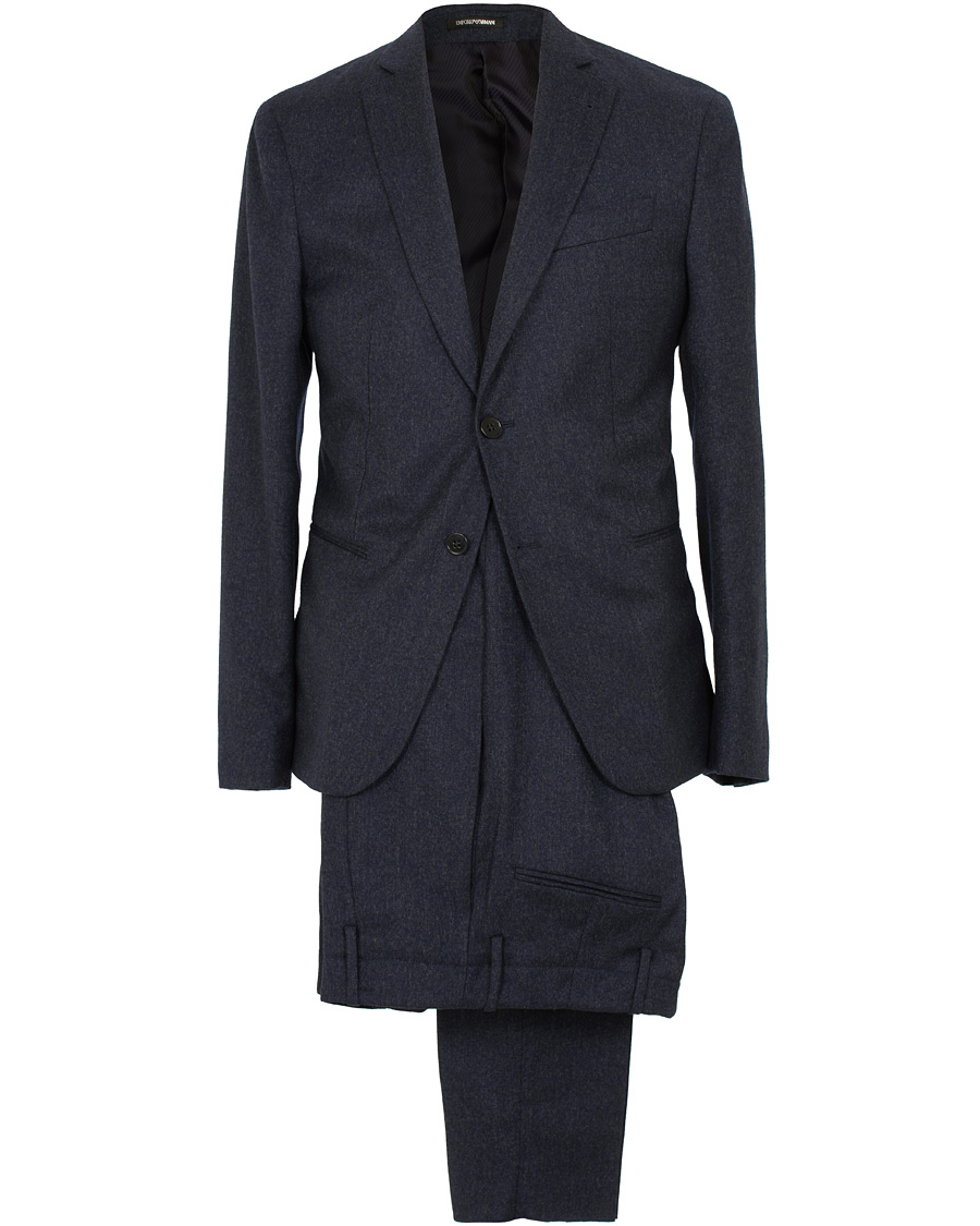Herre | Dresser | Emporio Armani | F-Line Fitted Flannel Suit Dark Blue
