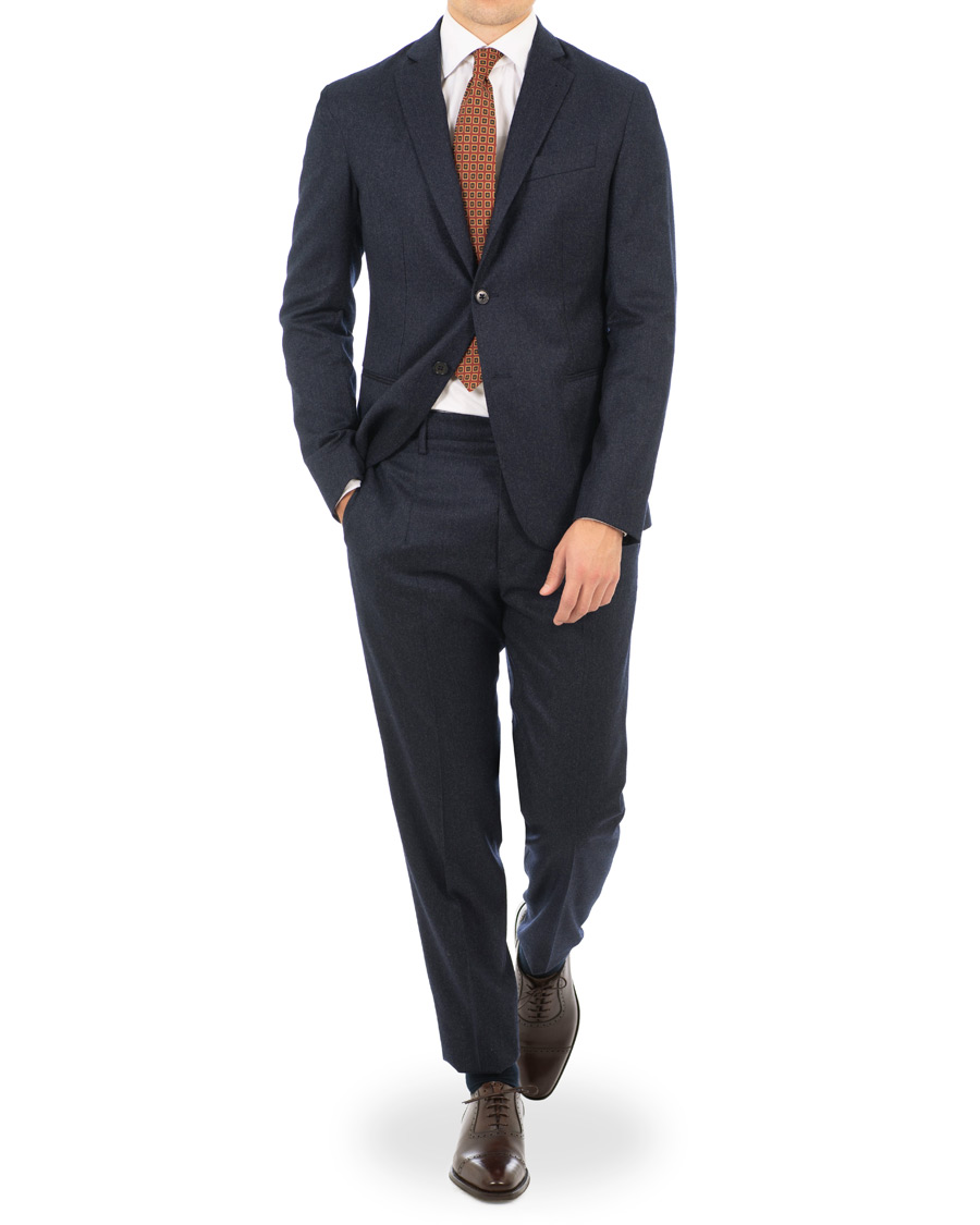 Herre | Dresser | Emporio Armani | F-Line Fitted Flannel Suit Dark Blue