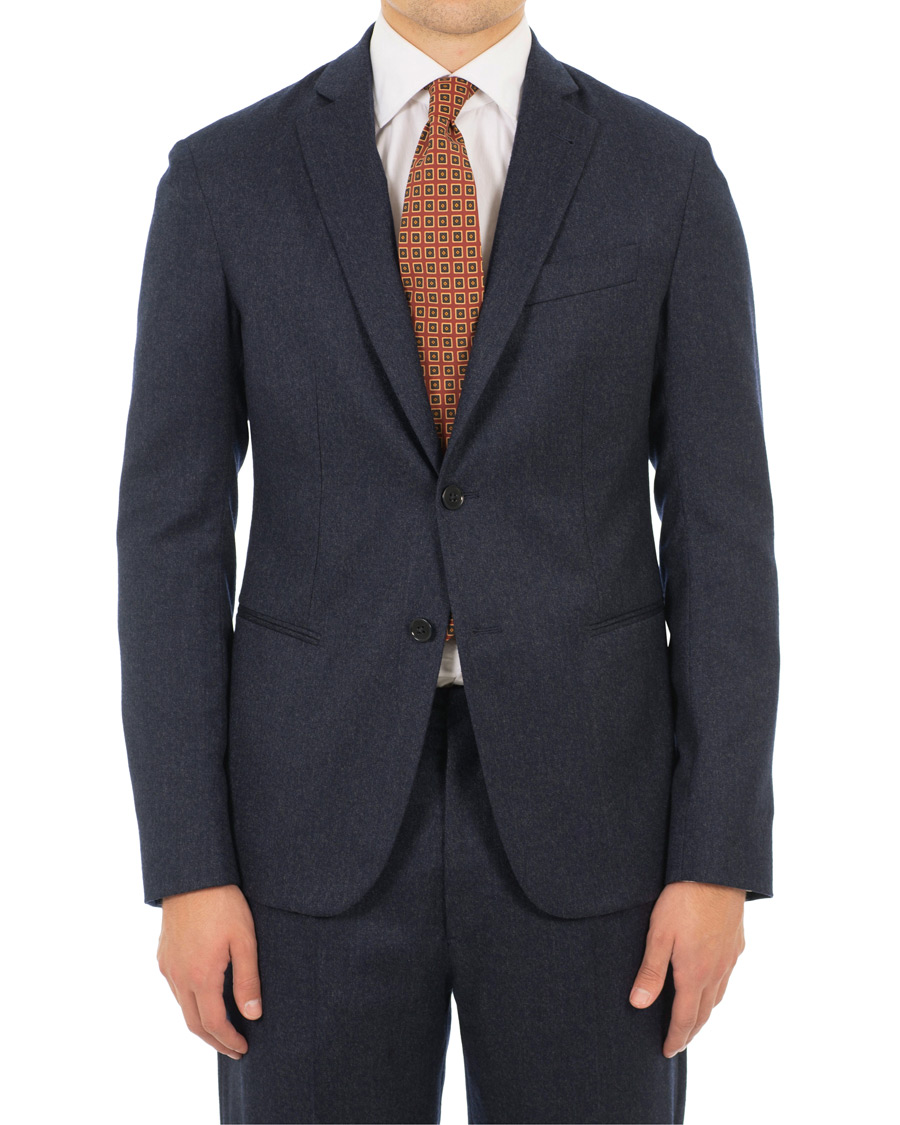 Herre | Dresser | Emporio Armani | F-Line Fitted Flannel Suit Dark Blue