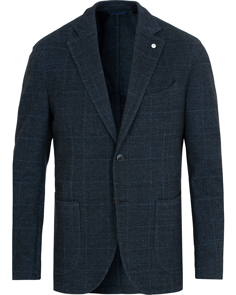 Herre | Dressjakker | L.B.M. 1911 | Jack Regular Fit Glencheck Wool Blazer Dark Blue