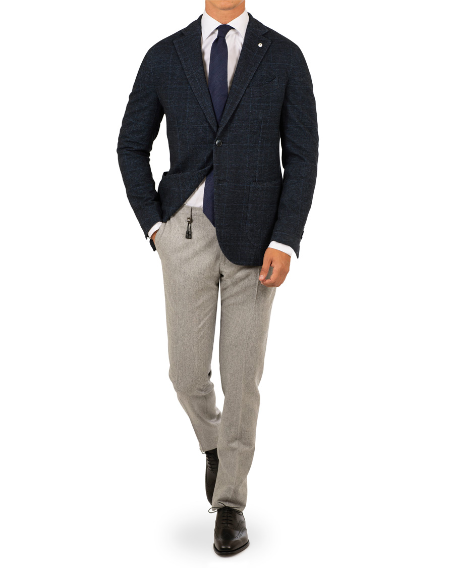 Herre | Dressjakker | L.B.M. 1911 | Jack Regular Fit Glencheck Wool Blazer Dark Blue