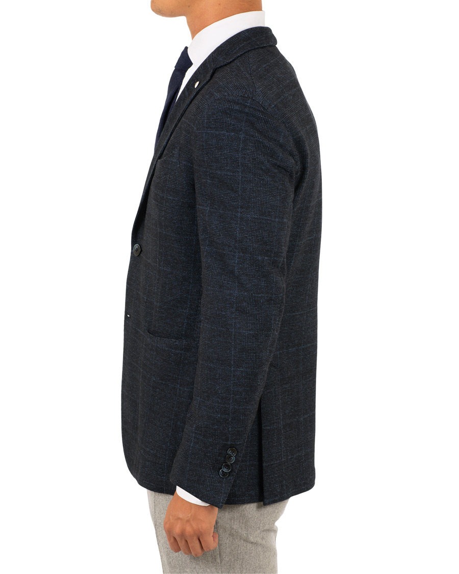 Herre | Dressjakker | L.B.M. 1911 | Jack Regular Fit Glencheck Wool Blazer Dark Blue