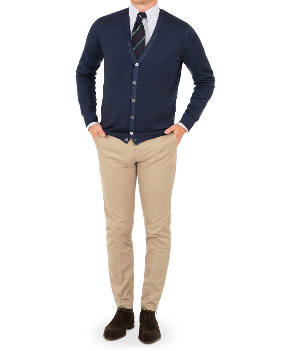 Herre | Gensere | Gran Sasso | Vintage Merino Fashion Fit Cardigan Navy