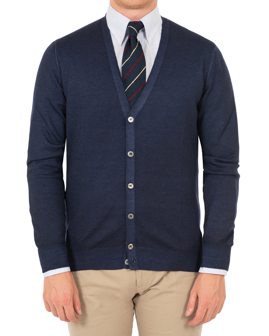 Herre | Gensere | Gran Sasso | Vintage Merino Fashion Fit Cardigan Navy