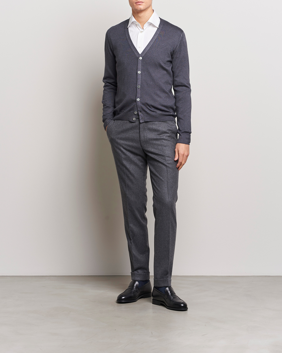 Herre | Gensere | Gran Sasso | Vintage Merino Fashion Fit Cardigan Charcoal