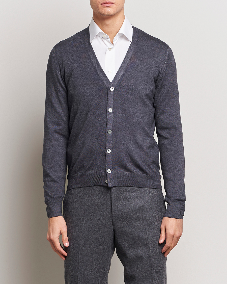 Herre |  | Gran Sasso | Vintage Merino Fashion Fit Cardigan Charcoal
